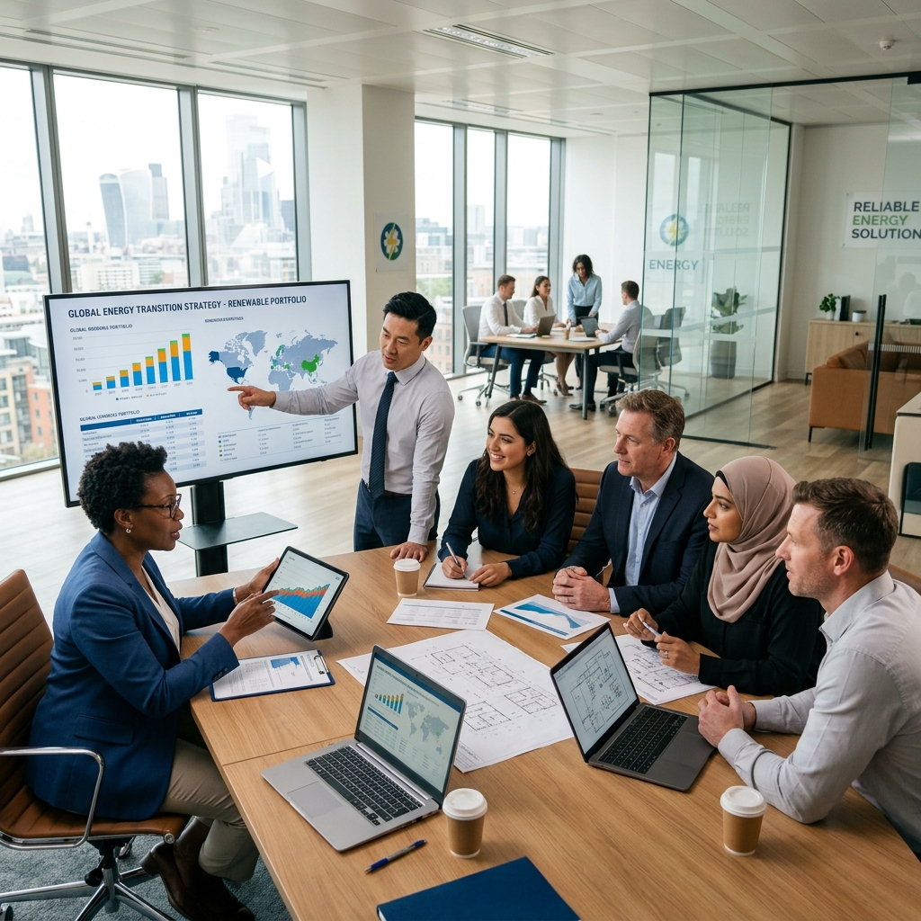 Team di consulenza energetica al lavoro